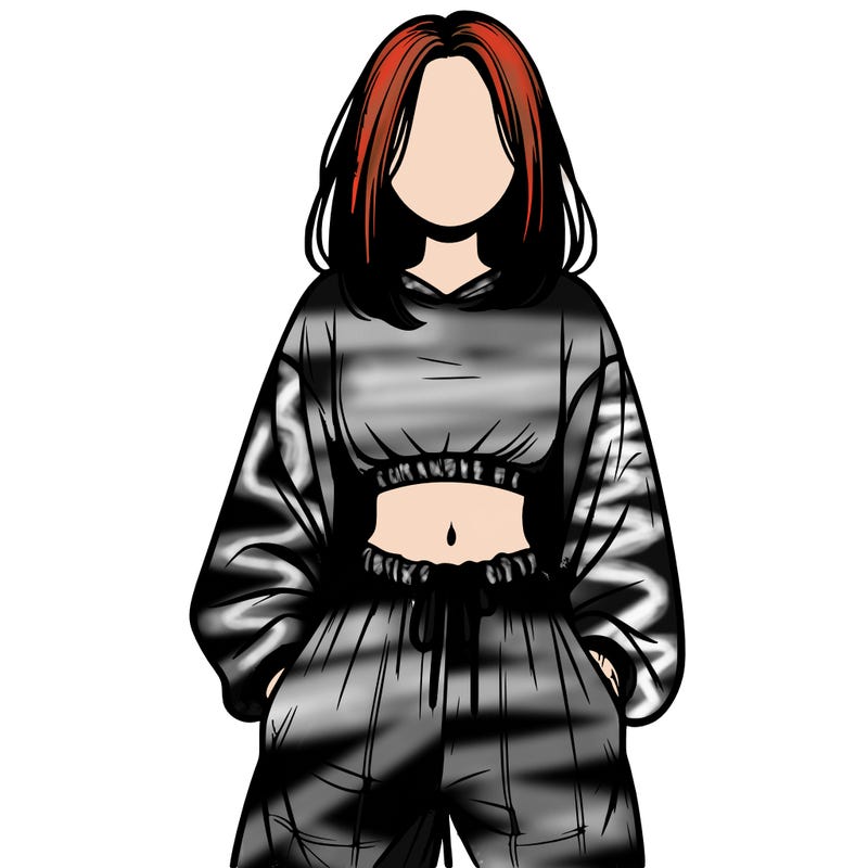 realistic girl faceless with baggy pants and a crop top