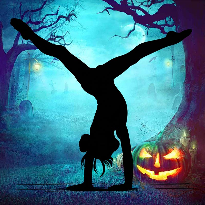 realistic gymnastic hand stand girl in four splits