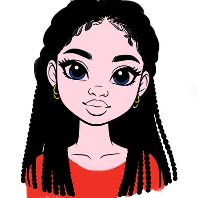 a realistic black girl with braids