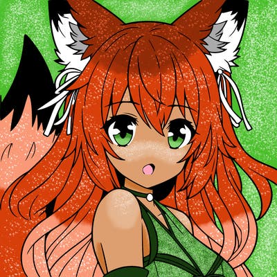 anime girl with wolf ears and tail