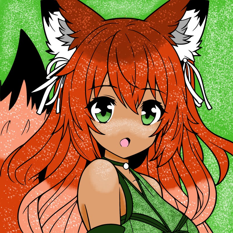 anime girl with wolf ears and tail