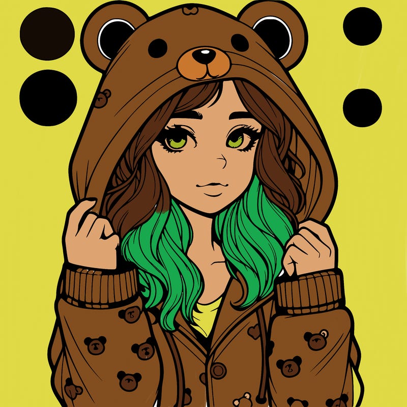 realistic girl in a animal pjs hoodie