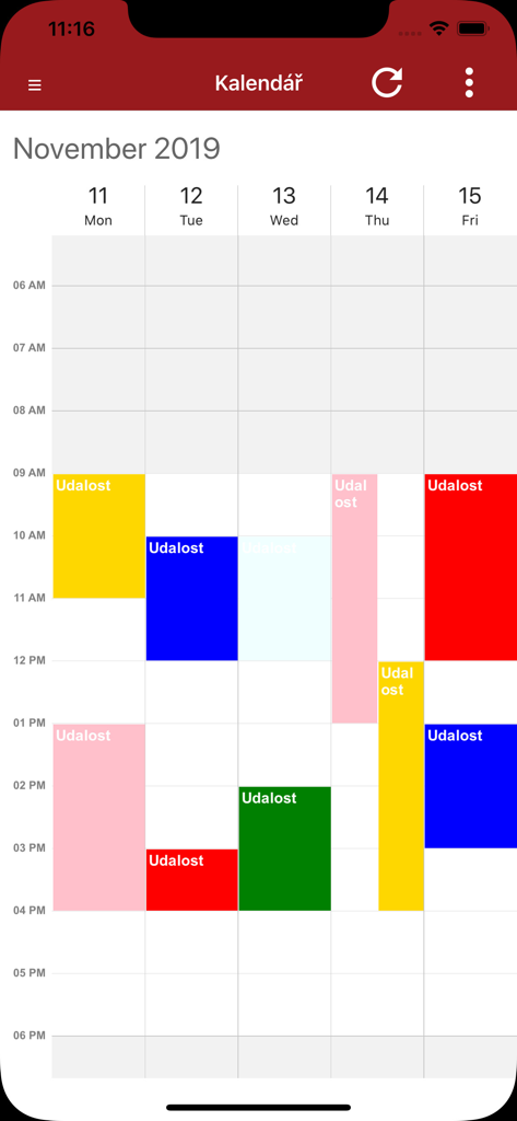 Interfaccia calendario aziendale mobile per la gestione di attività e pianificazioni aziendali