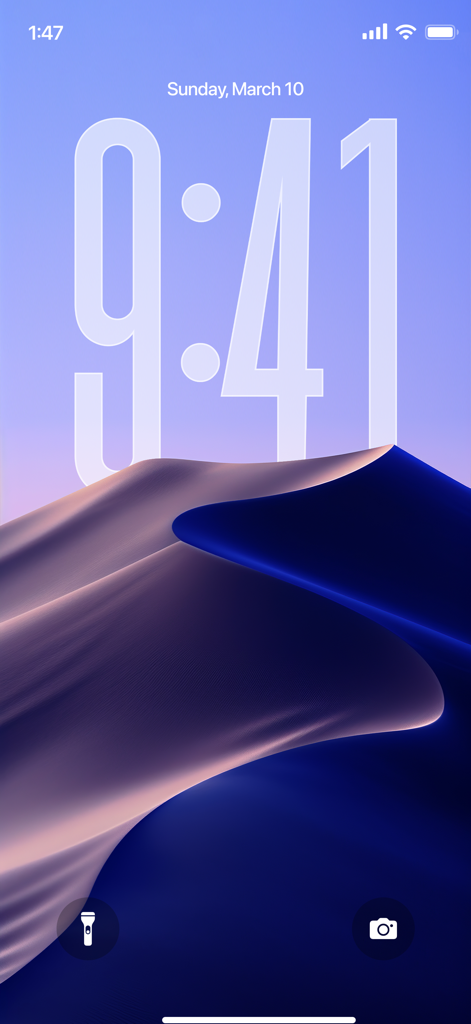 Wallpapers 4K HD Live Themes - Minimalist abstract dark blue and purple wavy wallpaper on an iPhone lock screen