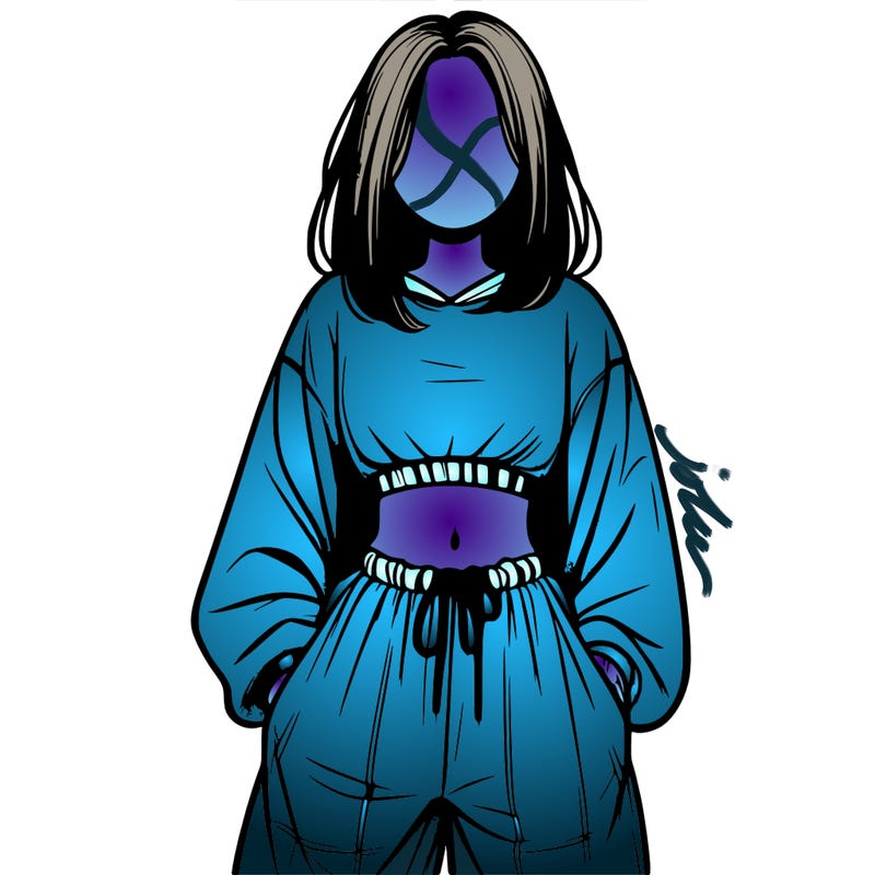 realistic girl faceless with baggy pants and a crop top