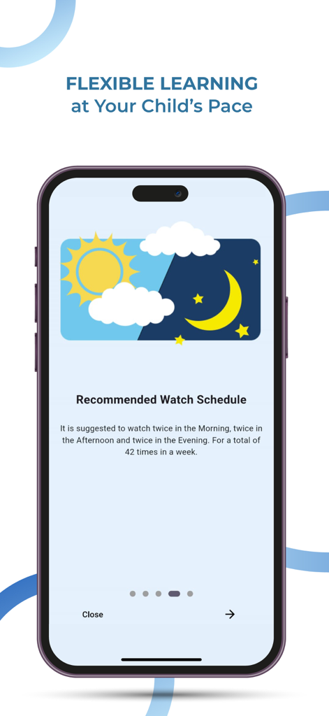 Mylo - Speech Therapy Support - A screenshot of the Mylo app showing a recommended flexible watch schedule for speech therapy.