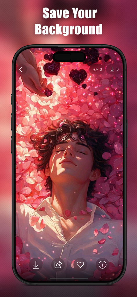 Anime Boy Wallpapers - Ein ästhetischer Anime-Junge, der auf einem Bett aus rosa Blütenblättern auf einem iPhone liegt