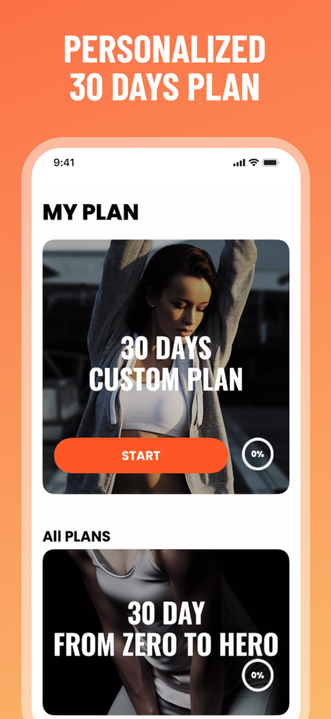 Lose Weight in 30 Days at Home - Mobile app interface showing personalized 30-day workout plans for losing weight at home.