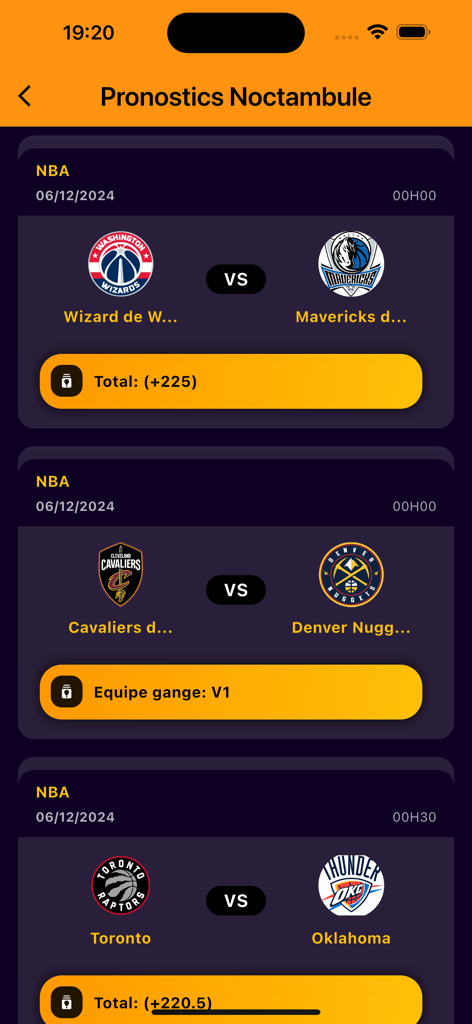 Chance 8 - Prédictions de paris sur le basketball NBA et analyse des paris dans l'application Chance 8