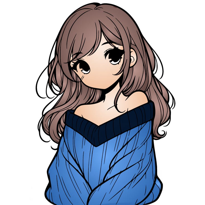shy pretty girl wearing a sweater that is falling off one shoulder portrait