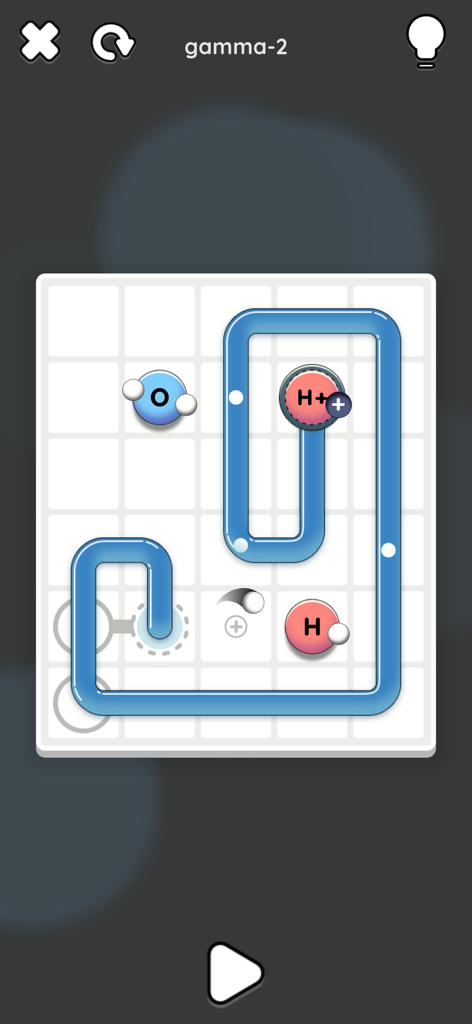 Sokobond Express - Una cuadrícula de rompecabezas minimalista en Sokobond Express con átomos de química y enlaces de búsqueda de rutas