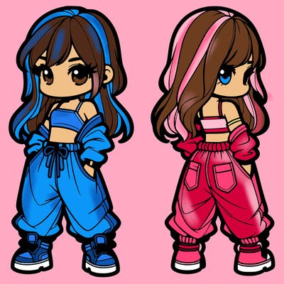 girl in crop top and baggy pants