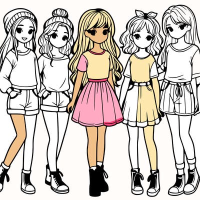 a group of five girls