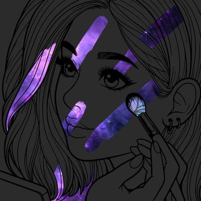 a realistic girl doing her makeup