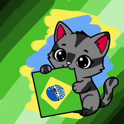 a small cat with a blank sheet of paper in its hand. the cat is sooooooo cute!