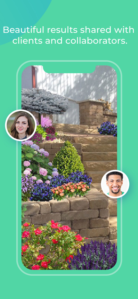 A landscape design on a mobile phone shared with clients and collaborators.