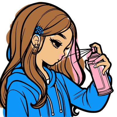 a realistic girl spray painting