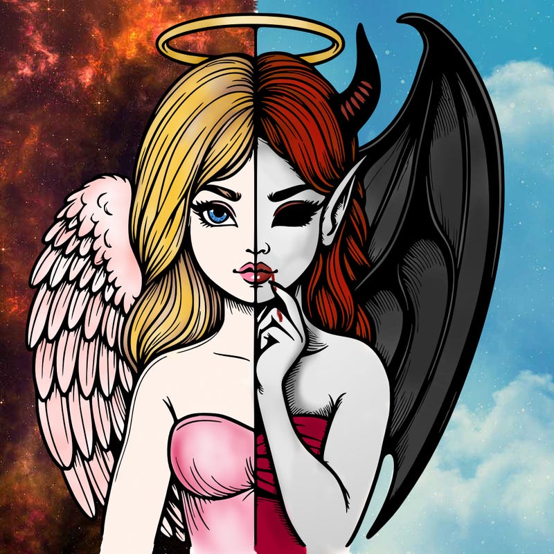 realistic angel half demon