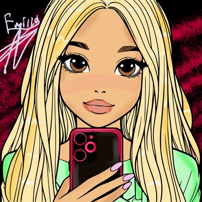 realistic girl with a phone