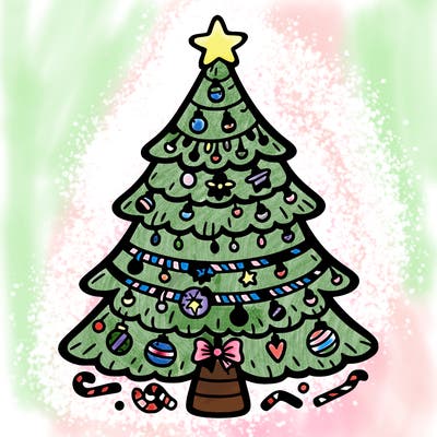christmas tree with lots of details