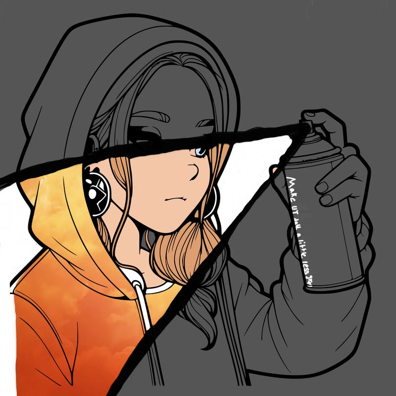 a realistic girl, spray painting