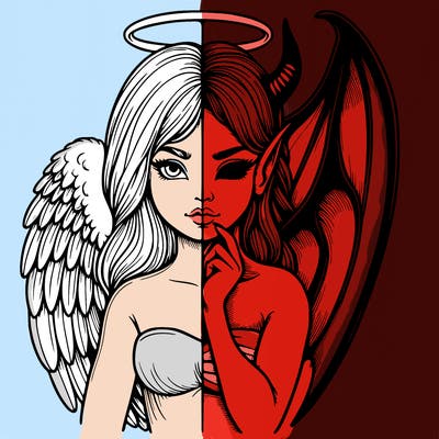 realistic angel half demon