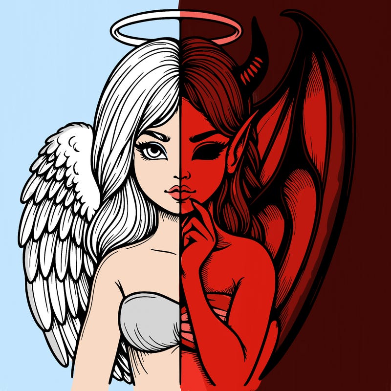 realistic angel half demon