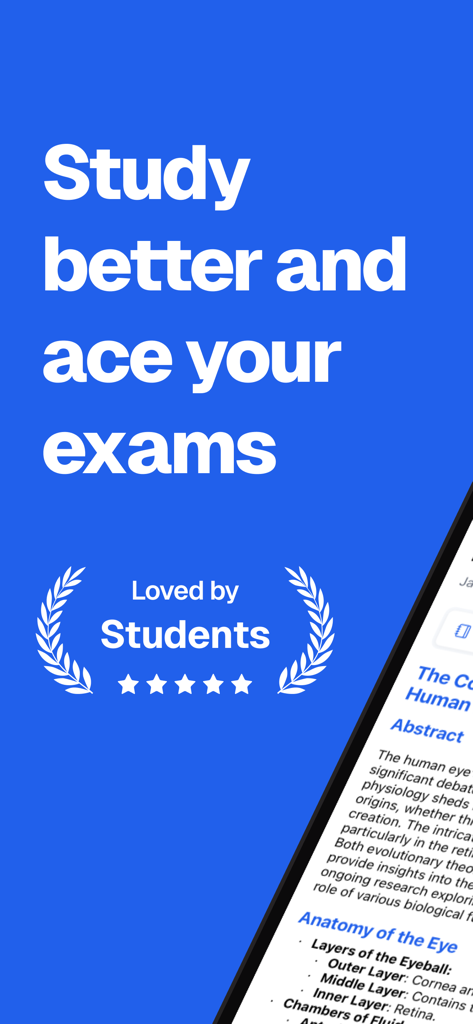 Pantalla promocional de la aplicación StudyUnfold con el texto Estudia mejor y aprueba tus exámenes