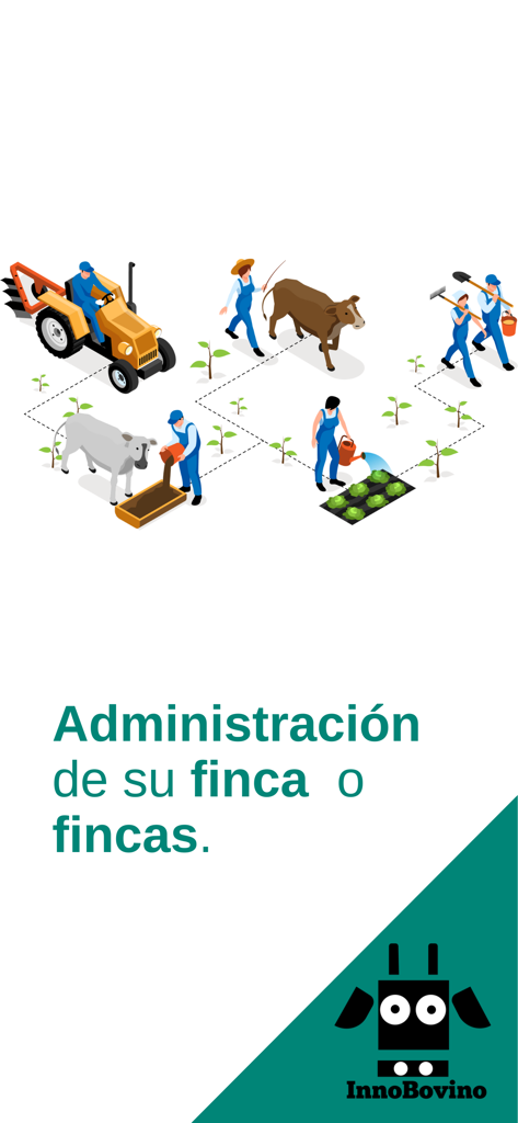 Ilustración isométrica de trabajadores de finca gestionando ganado y cultivos