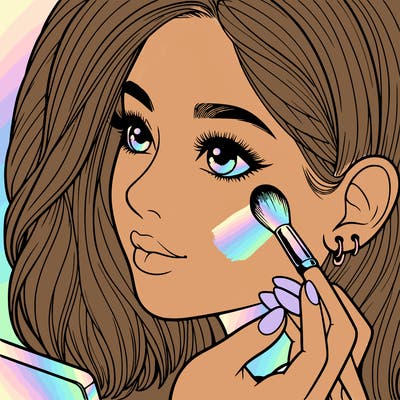 a realistic girl doing her makeup