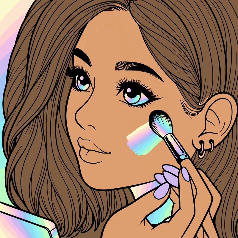 a realistic girl doing her makeup