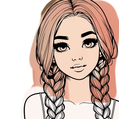 realistic girl with braids