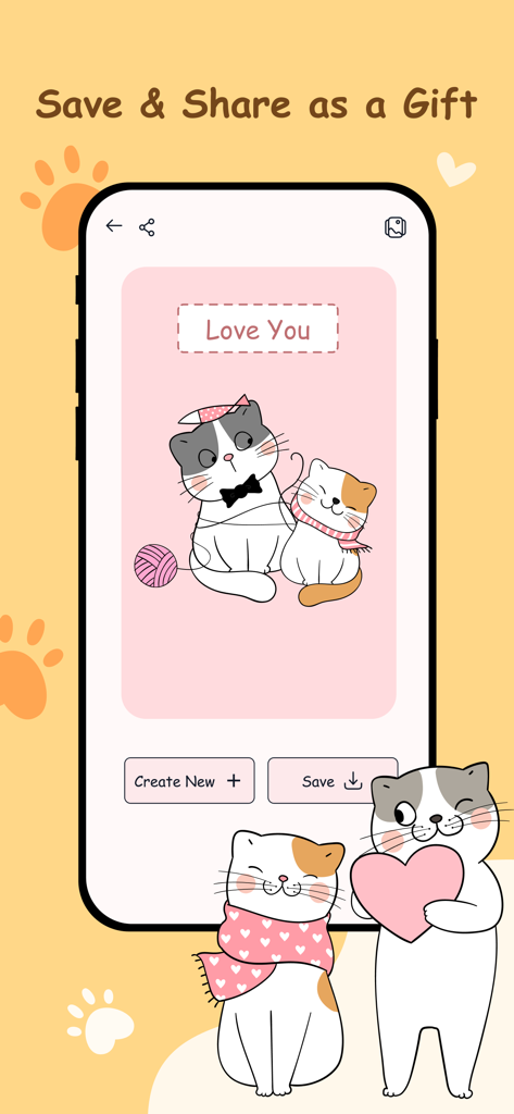 Cat Language Keyboard DIY - Cute cat illustration with Love You text in the Cat Language Keyboard DIY app