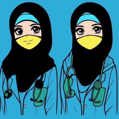 a muslim woman with a veil who is a doctor realistic