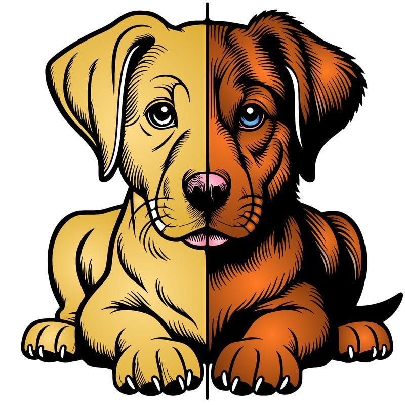 realistic dog split picture