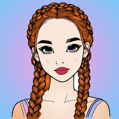 realistic girl with braids