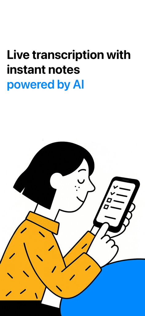 AI Meeting Notes - Tablo - Illustration of a professional viewing AI generated meeting notes on a smartphone
