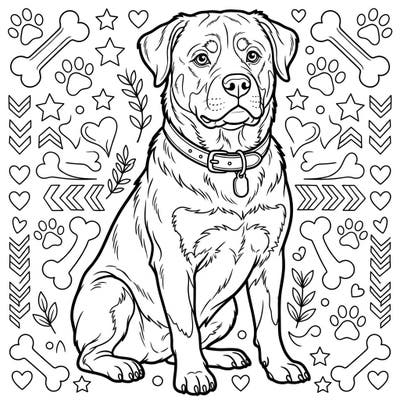 Unwind with our charming Rottweiler coloring page, thoughtfully designed with large print and clear outlines for a comfortable experience. This engaging template is perfect for seniors seeking a relaxing and creatively stimulating activity.