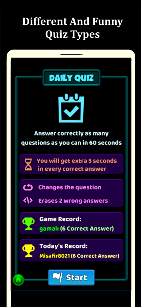 Football Quiz - Trivia 2026 - Daily Quiz challenge screen for Football Quiz Trivia 2026 showing game rules and top records.