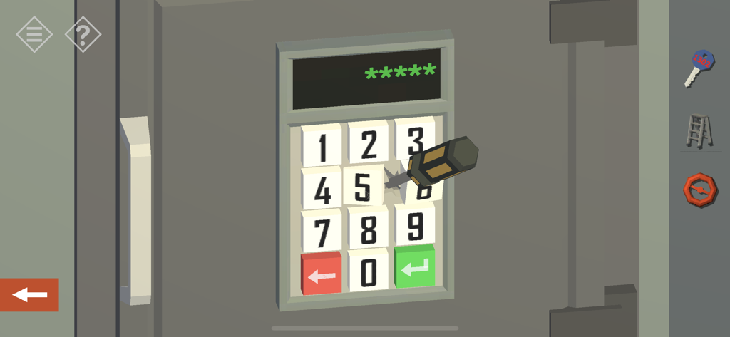 Un puzzle 3D montrant le clavier d'un coffre-fort manipulé avec un tournevis dans le jeu Tiny Room Story Town Mystery