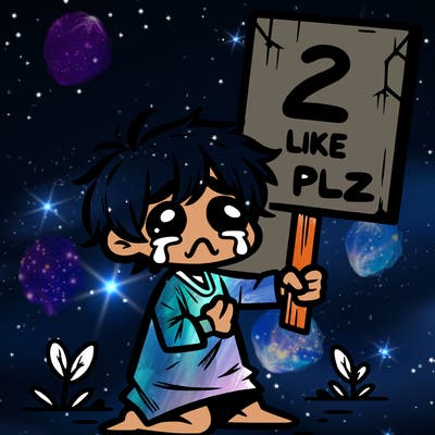 small poor toddler crying with sign that says 2 like plz
