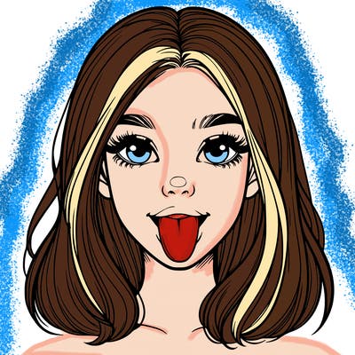 realistic girl with her tongue out