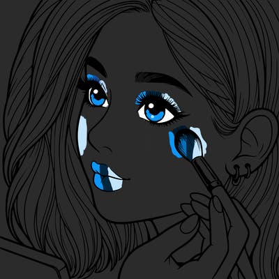 a realistic girl doing her makeup