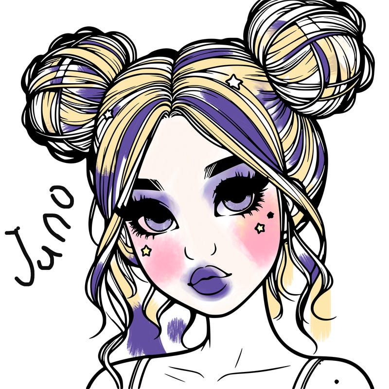 realistic girl with space buns