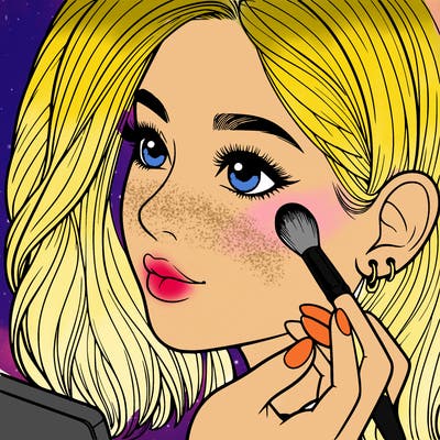 a realistic girl doing her makeup