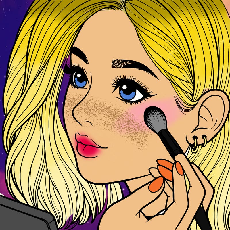 a realistic girl doing her makeup