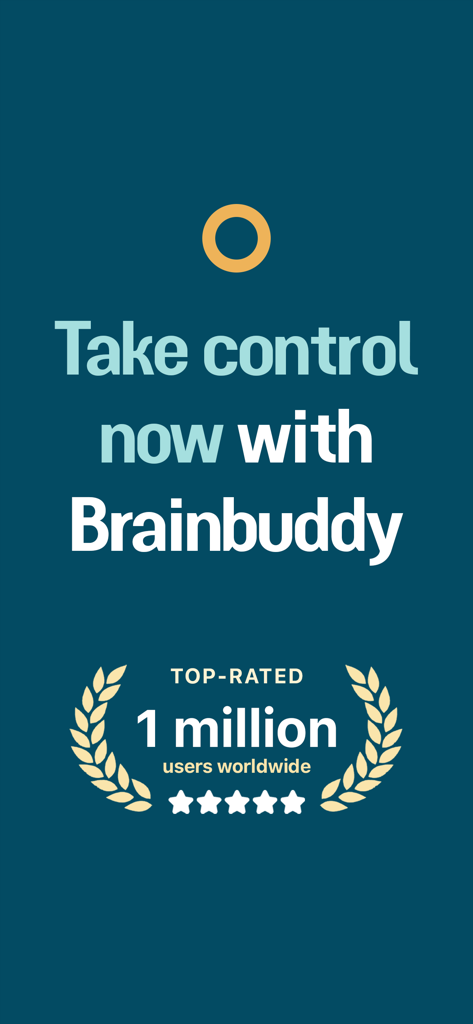 Brainbuddy: Quit Porn Now - Pantalla de la aplicación Brainbuddy que muestra un hito de 1 millón de usuarios en todo el mundo y un estatus de cinco estrellas de máxima calificación.