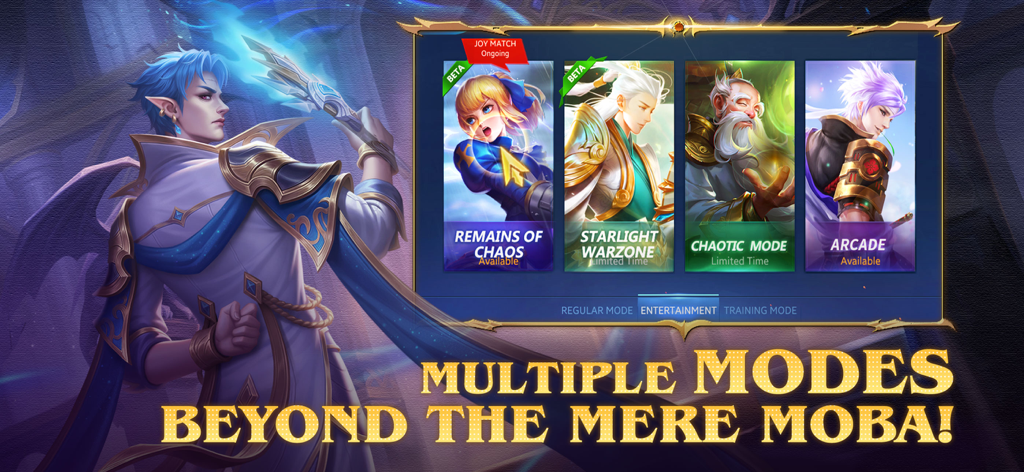 Heroes Evolved - Menu di gioco di Heroes Evolved che mostra diverse modalità di intrattenimento come Arcade e Starlight Warzone