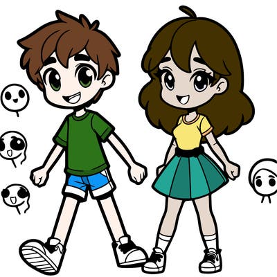 a animation girl and boy