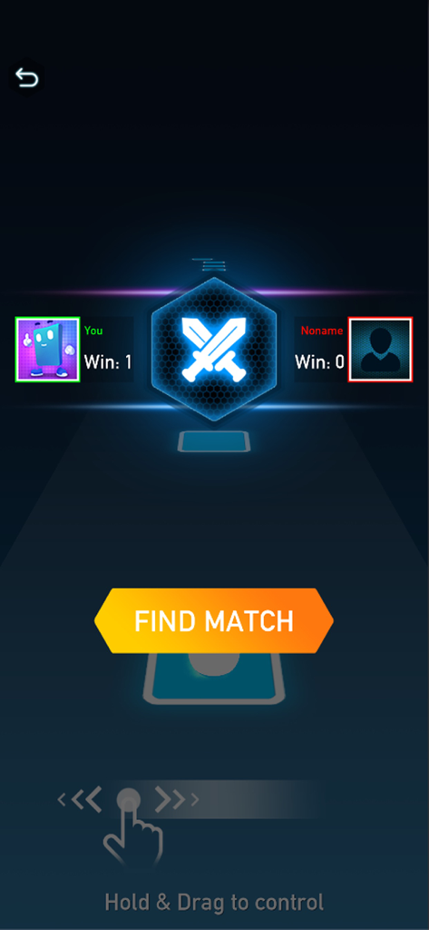 EDM HOP: Music Tiles Rush - Multiplayer matchmaking screen for EDM HOP featuring a find match button and player versus player scoreboard